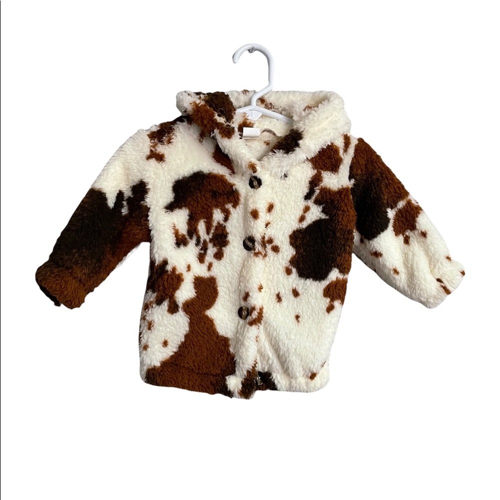 Fluffy Cow Print Jacket